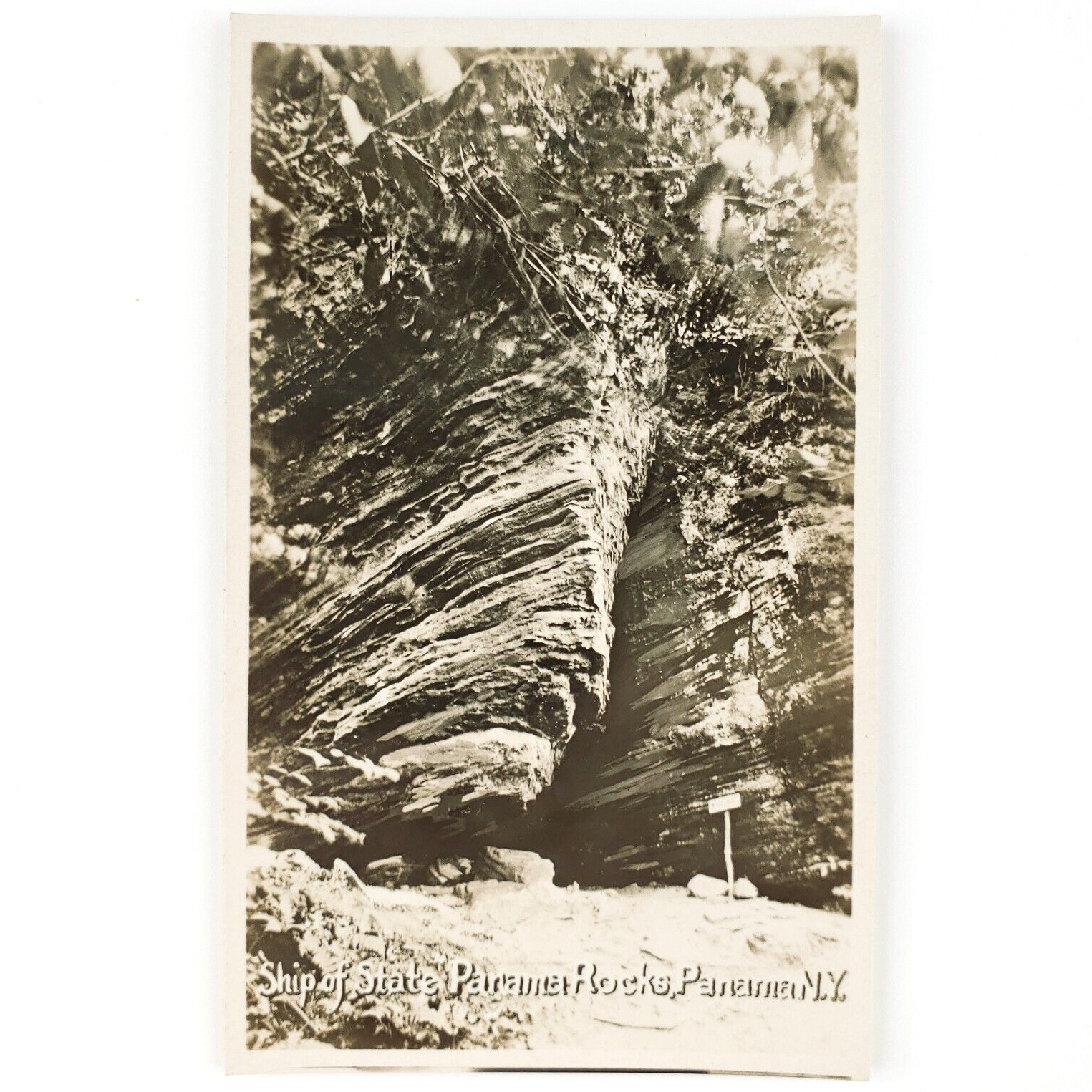 Panama Rocks New York RPPC Postcard 1920s Chautauqua County Ship State Art B2040