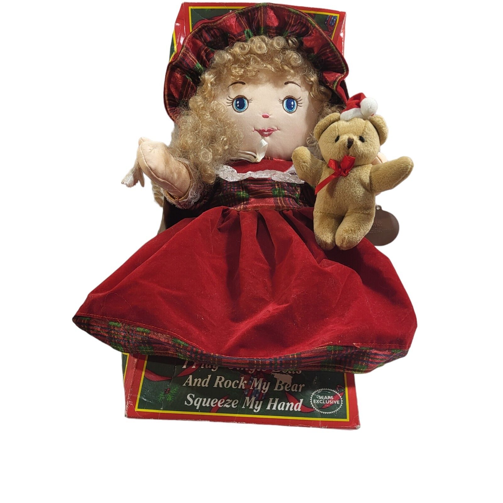 Vintage Cuddle Wit Christmas Plush Doll Plush Red Teddy Bear Music 1994 17\