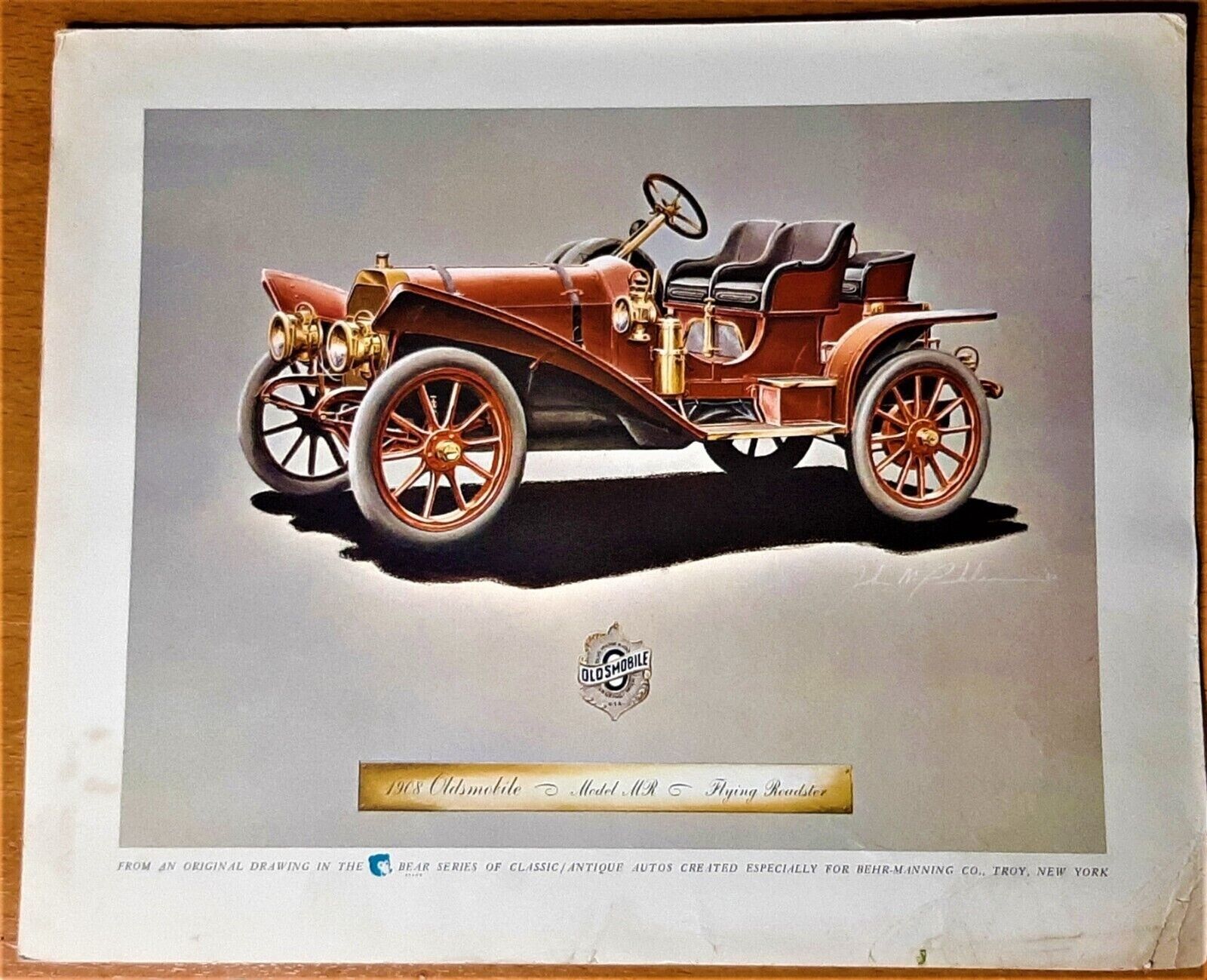 1908 Oldsmobile Flying Roadster Antique Classic Car Auto Print John Peckham Behr