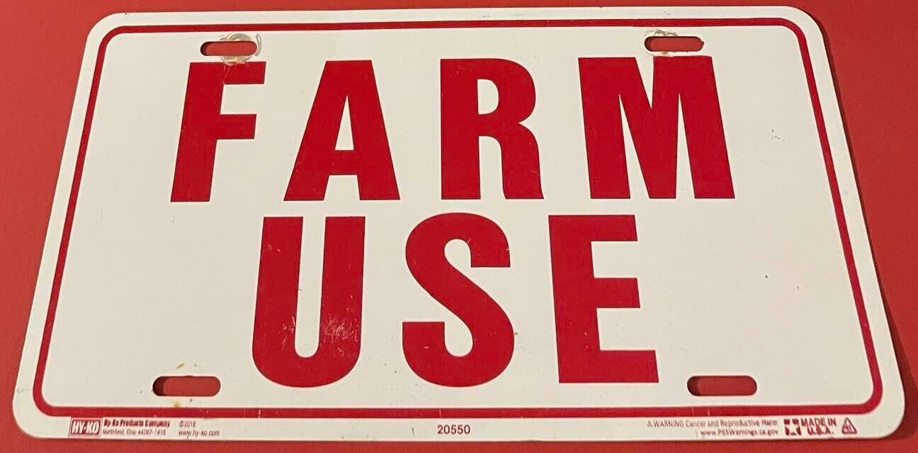 FARM USE Booster License Plate Farming Farm Farmer Cotton Soybeans Wheat Corn