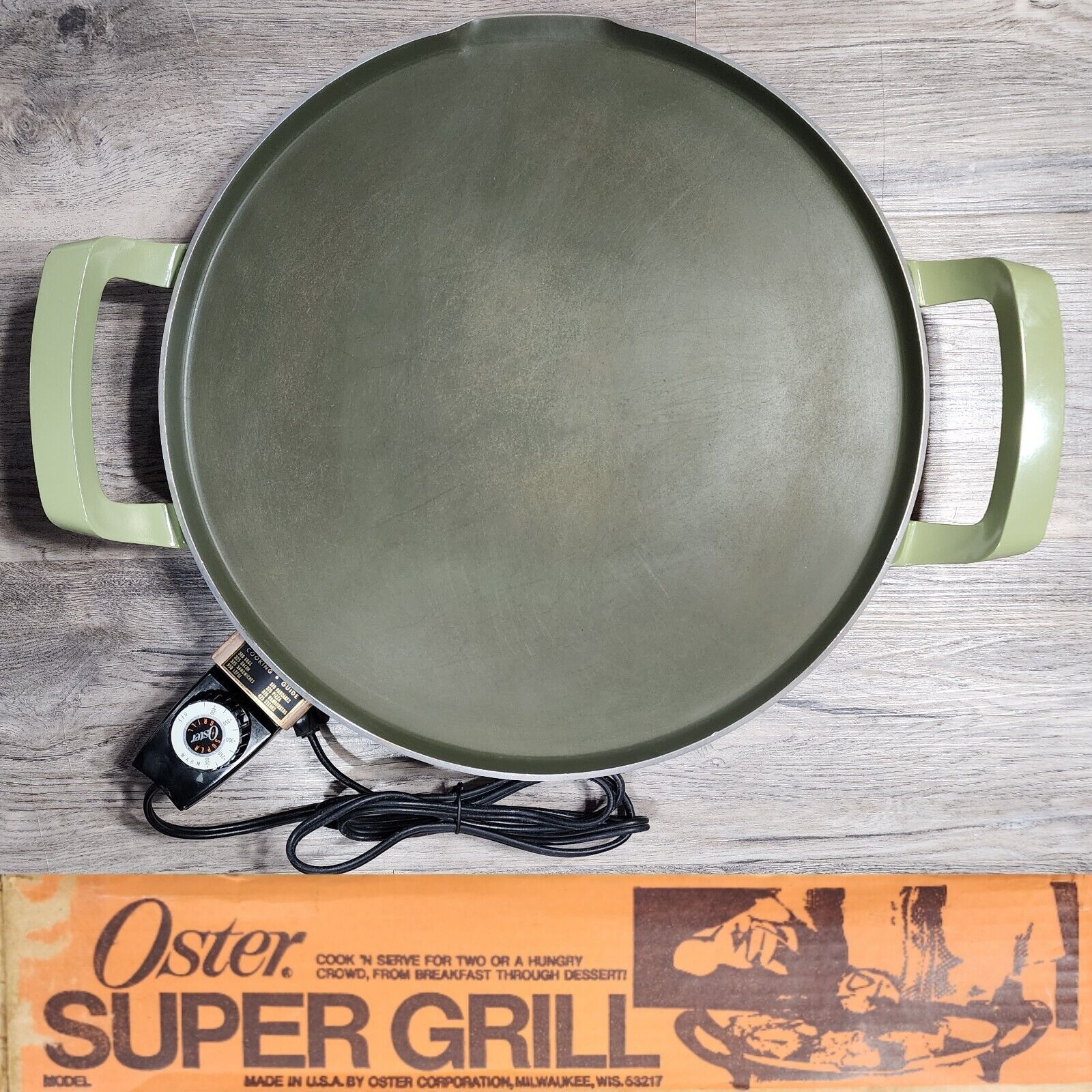 Vintage Oster Super Grill Cooking Surface Griddle MCM HTF Avocado Green