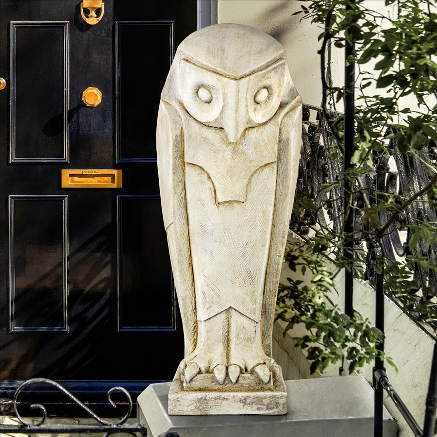 Art Deco Style Abstract Modernist Snowy White Owl Wisdom Intuition Statue