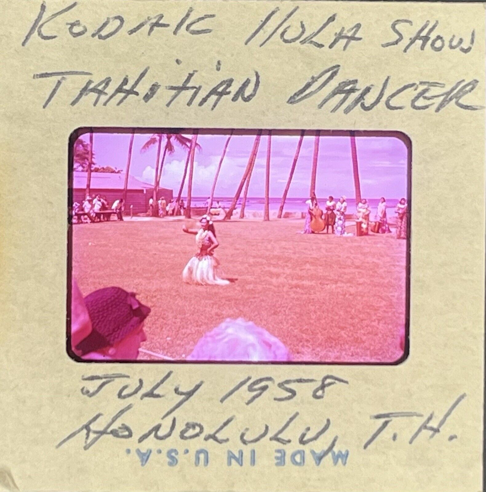 Vintage 35mm slide 1958 Kodak Hula Show Honolulu Hawaii Ektachrome Slide