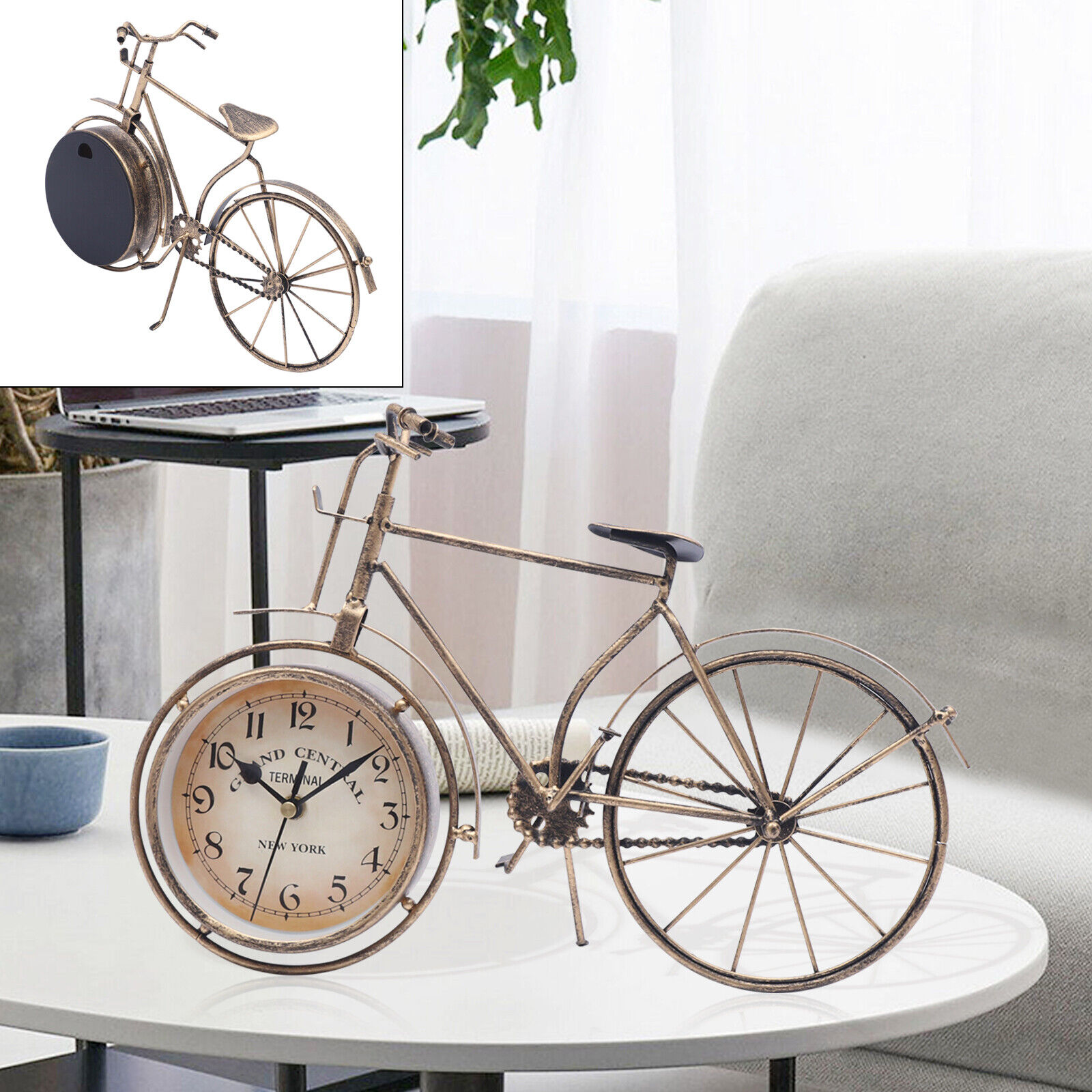 Bicycle Desk Clock Classic Old Fashioned Decorative Clock Vintage Retro Style