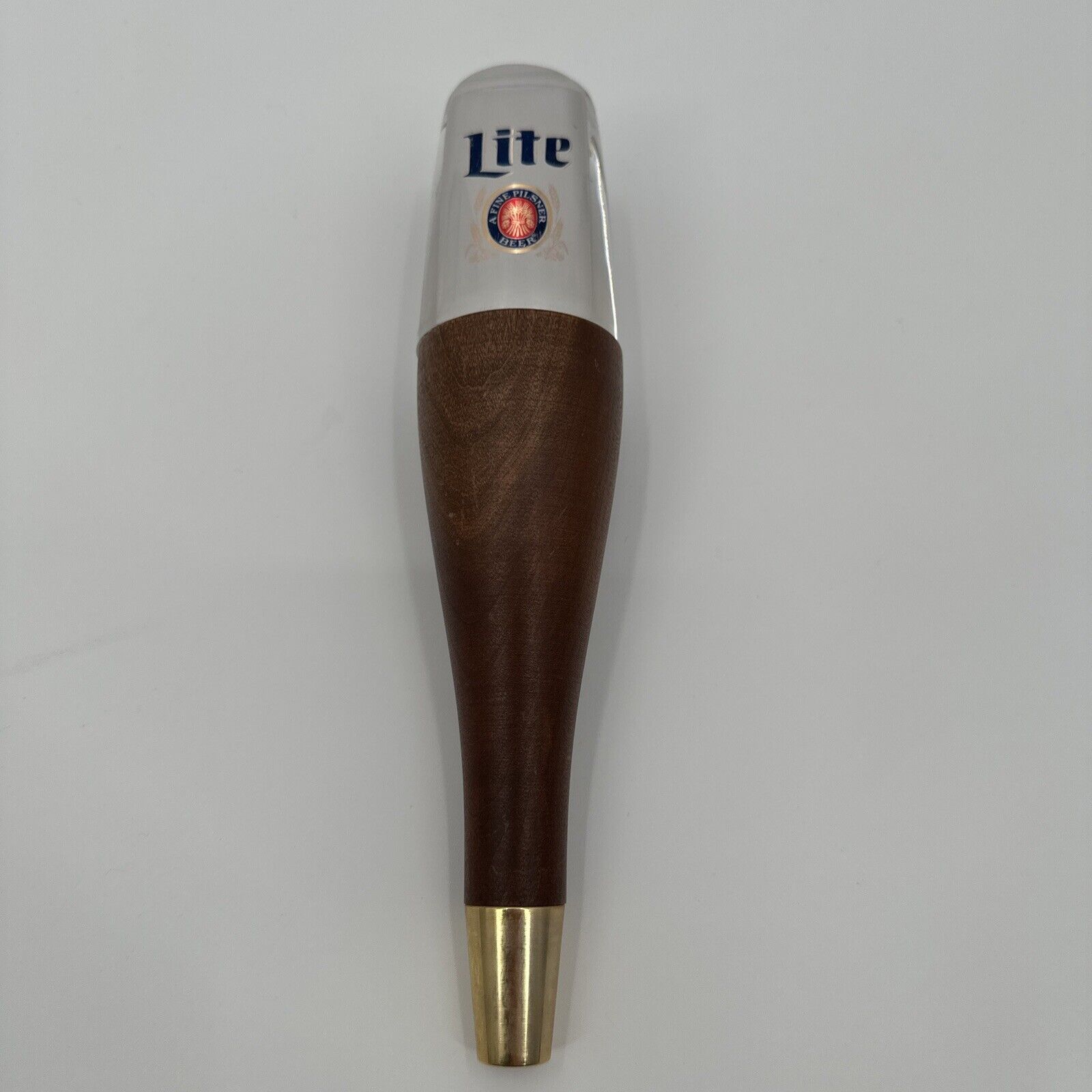 Very Rare Vintage MILLER LITE Wood and Acrylic Beer Tap Handle Pull Man Cave