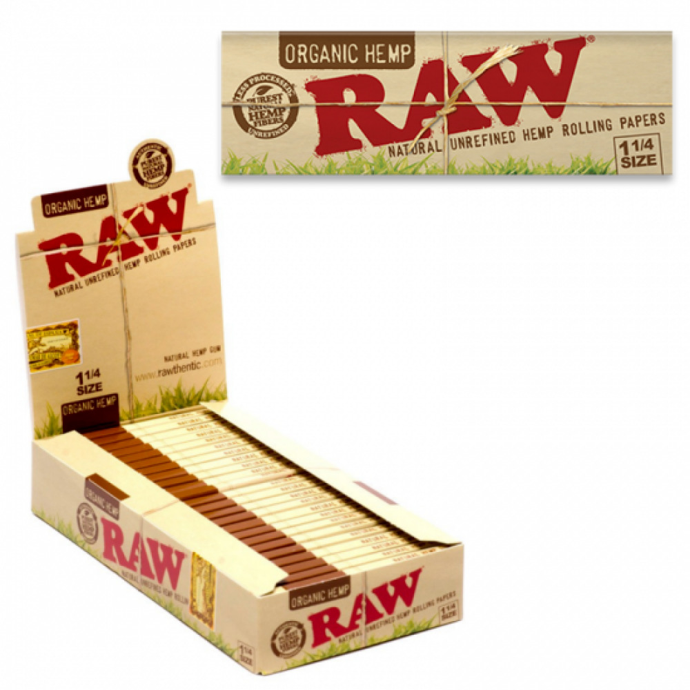 RAW Organic Hemp 1 1/4 Rolling Papers 24ct Box-100% Authentic-BUY 2 GET 1 FREE