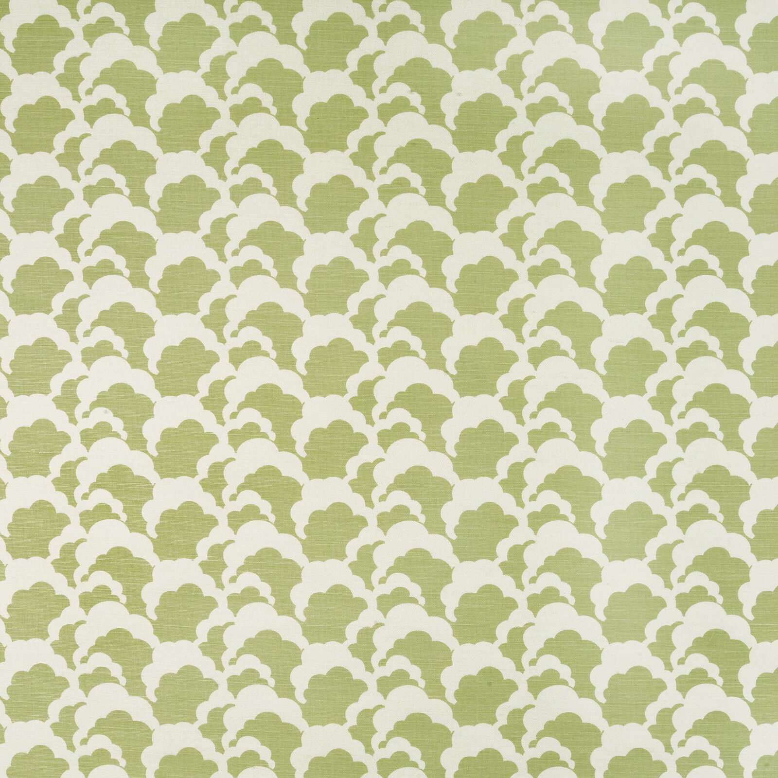 Rapture & Wright Linen Print Drapery Upholstery Fabric- Clouds / Green 10 yds