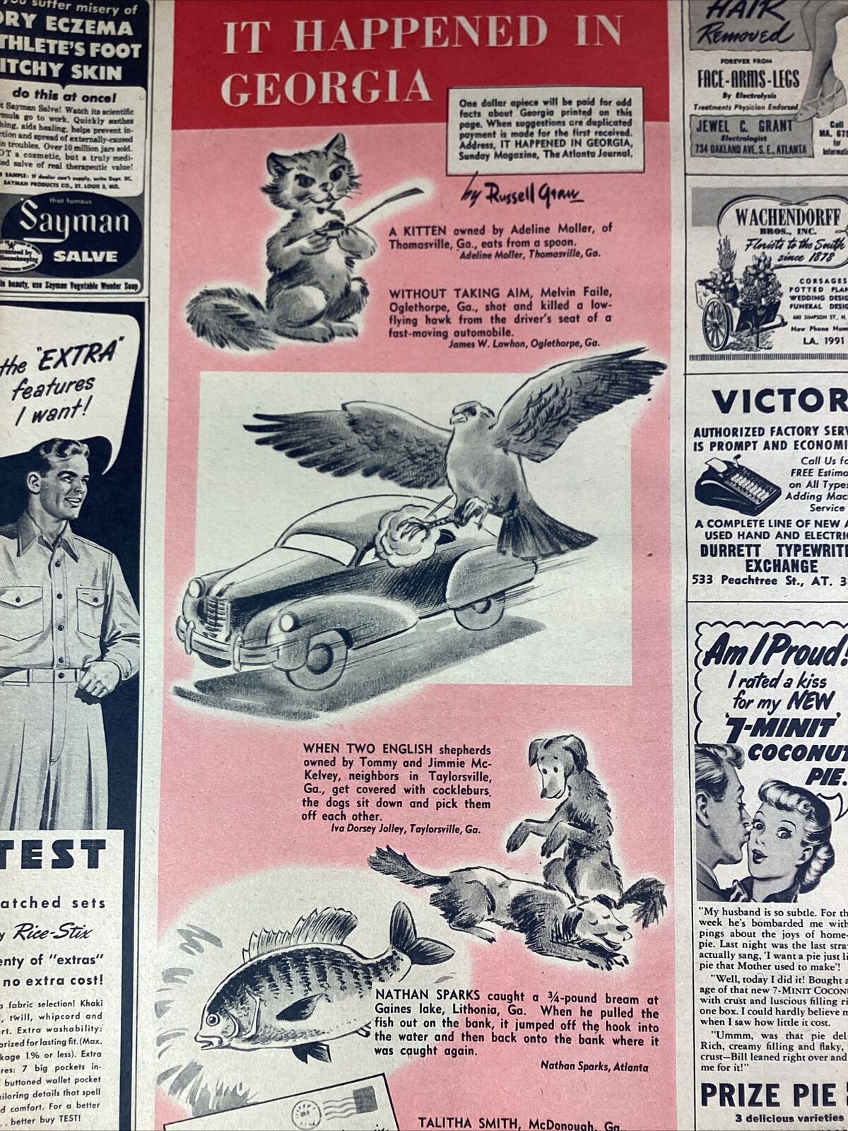 Atlanta GA Print Ad 1948 AJC Original Rare Moller Faile McKelvey Pie Wachendorff