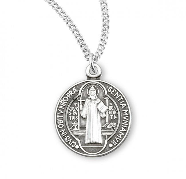 Unique Saint Benedict Round Sterling Silver Medal Size 0.6in x 0.5in