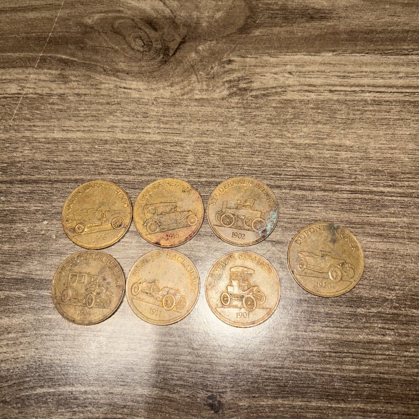 FRANKLIN MINT ANTIQUE CAR COIN COLLECTION SERIES 1 BRONZE 7 Coins
