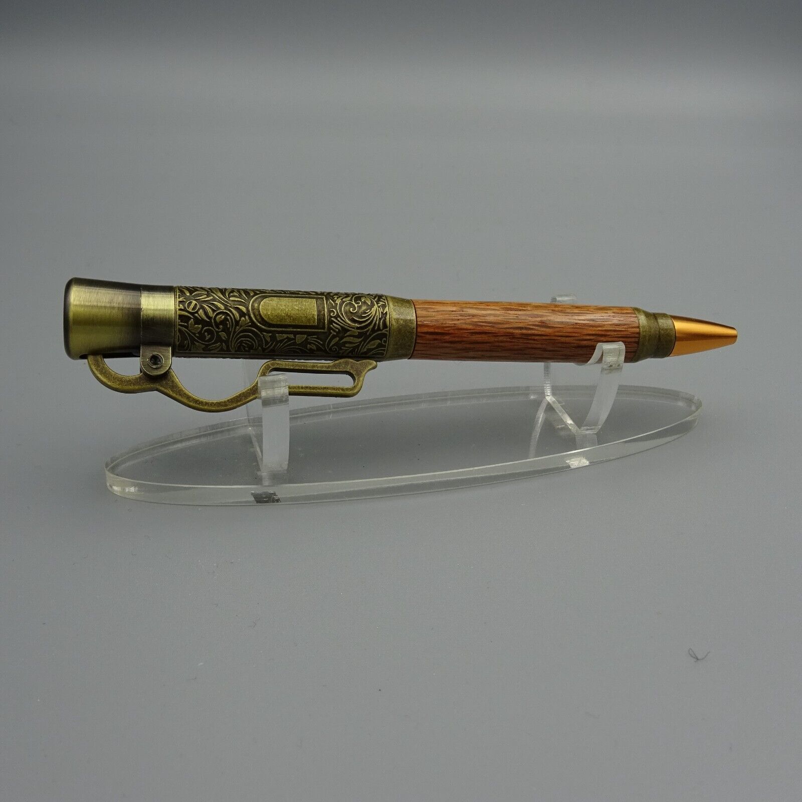 LEVER ACTION RIFLE PEN with LACEWOOD BARREL and ANTIQUE BRASS TRIM