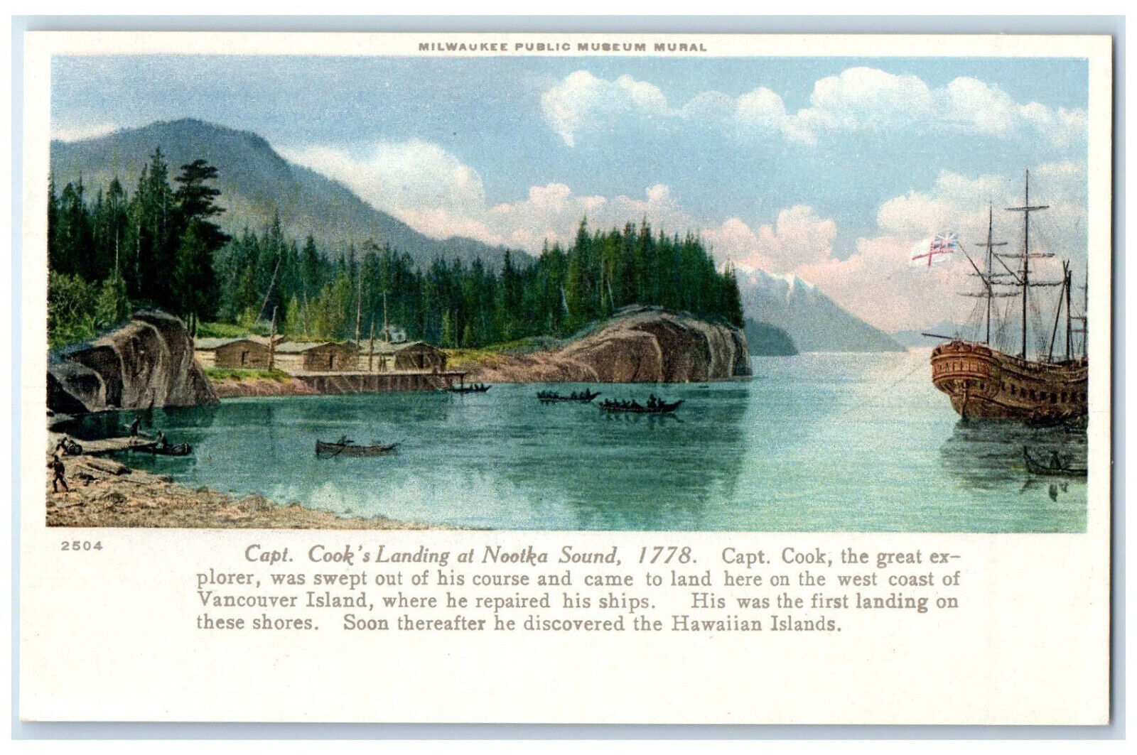 c1930's Capt. Cook's Landing at Nootka Sound BC Canada Phostint Postcard