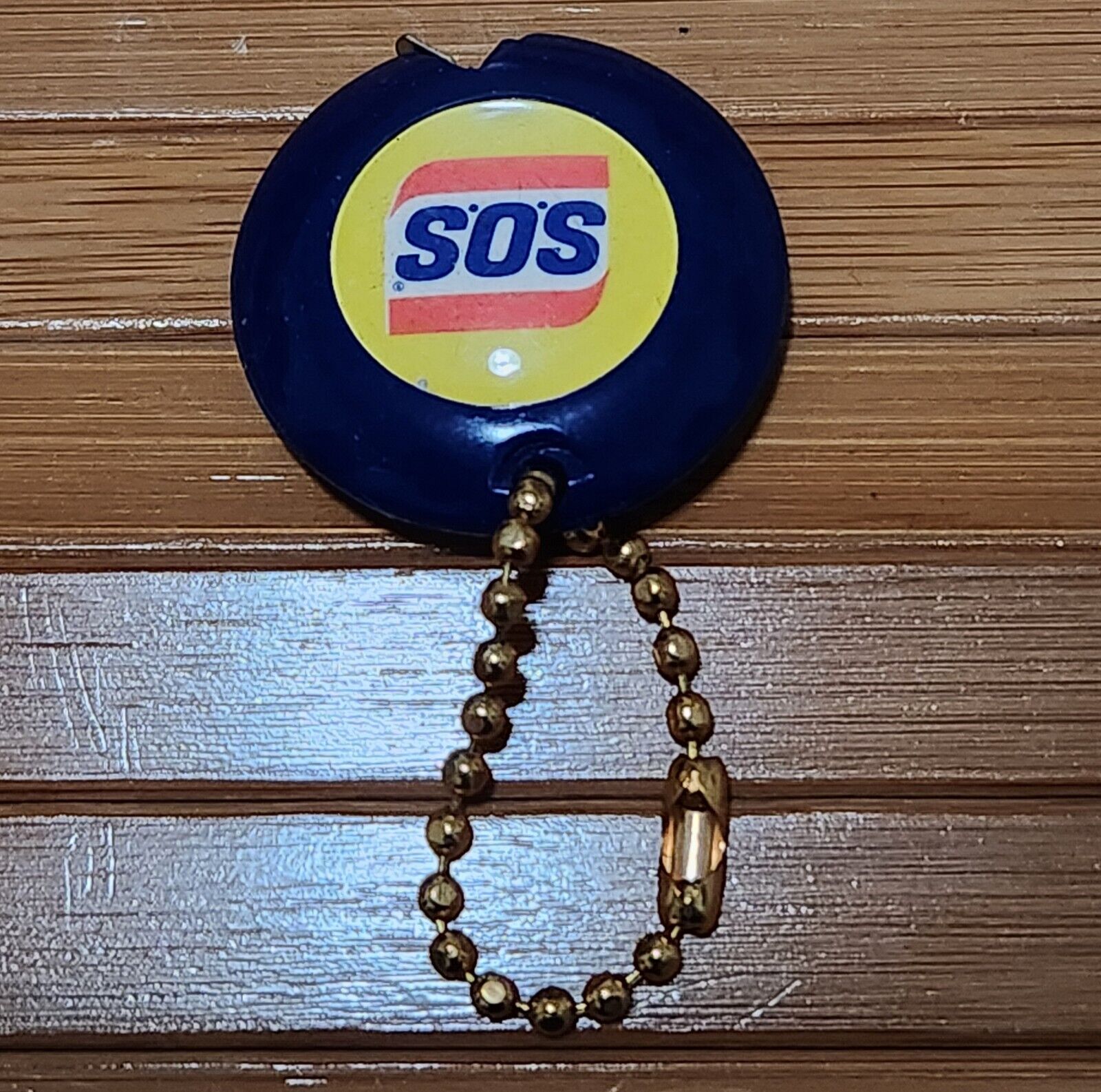 Vintage S.O.S SOS Pad Brand Keychain / Tape Measure NOS - Made in USA