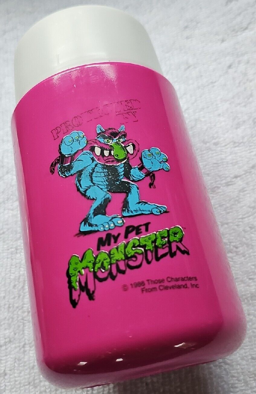 1986 My Pet Monster Pink Lunch Thermos Vintage 1980\'s - Great Condition