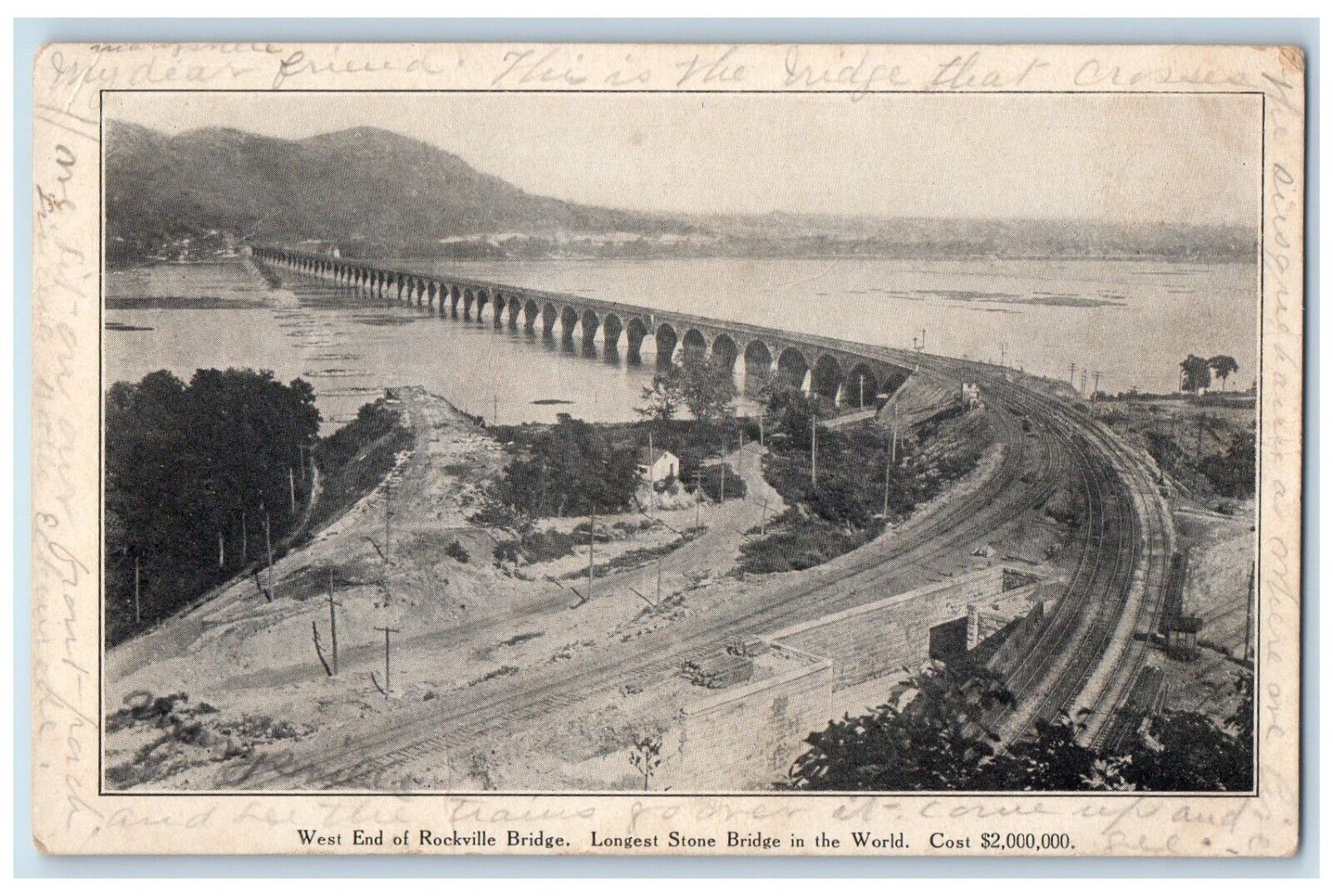 1906 West End Rockville Bridge Longest Stone Bridge World Pennsylvania Postcard