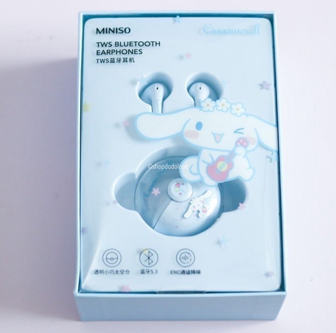 Sanrio Miniso Cinnamoroll Record Player Style TWS Bluetooth Earphones