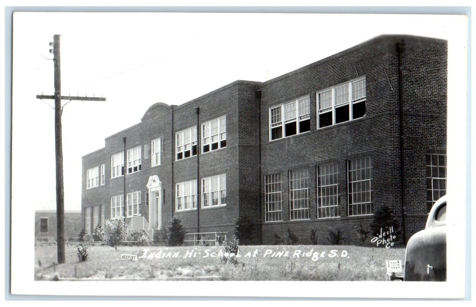 c1950's Indian Hi School At Pine Ridge South Dakota SD RPPC Photo Postcard
