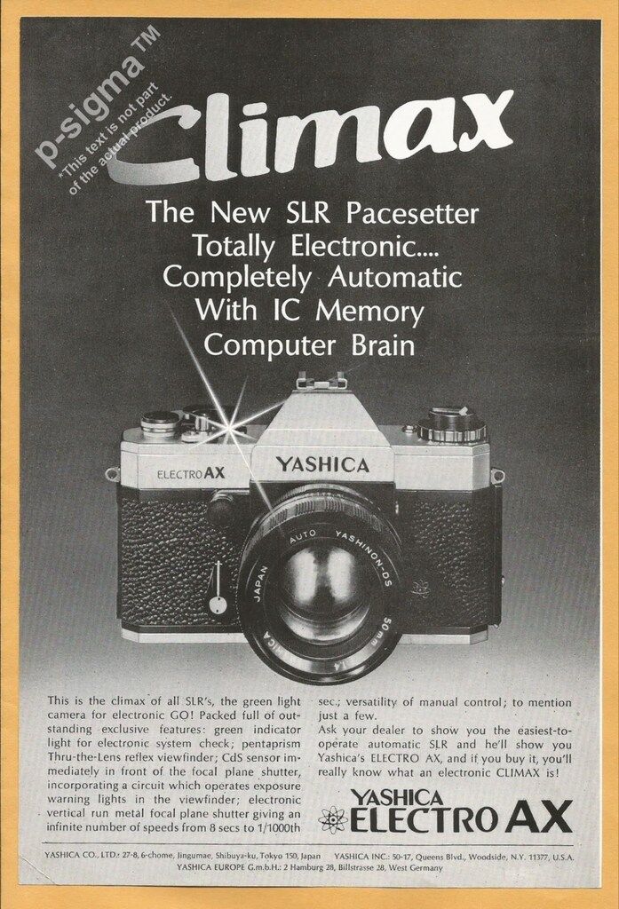 YASHICA ELECTRO AX camera 1972 Vintage Print Ad