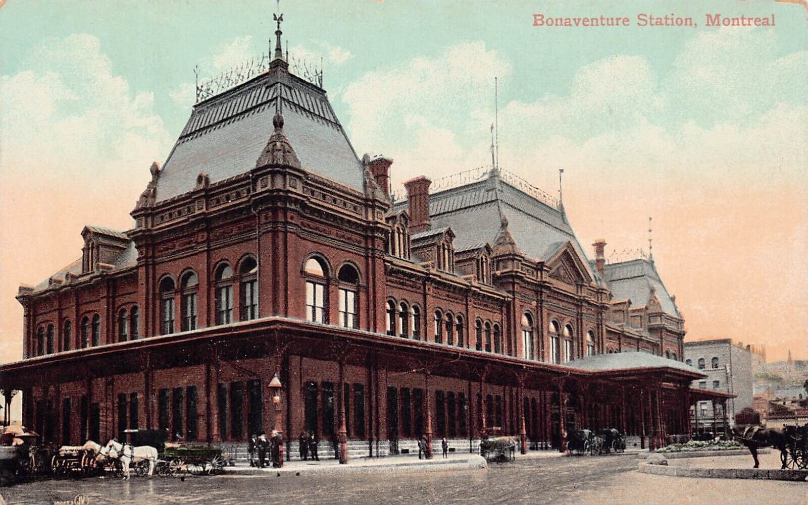 Montreal Quebec Grand Trunk Railway Train Bonaventure Station Depot Postcard D21
