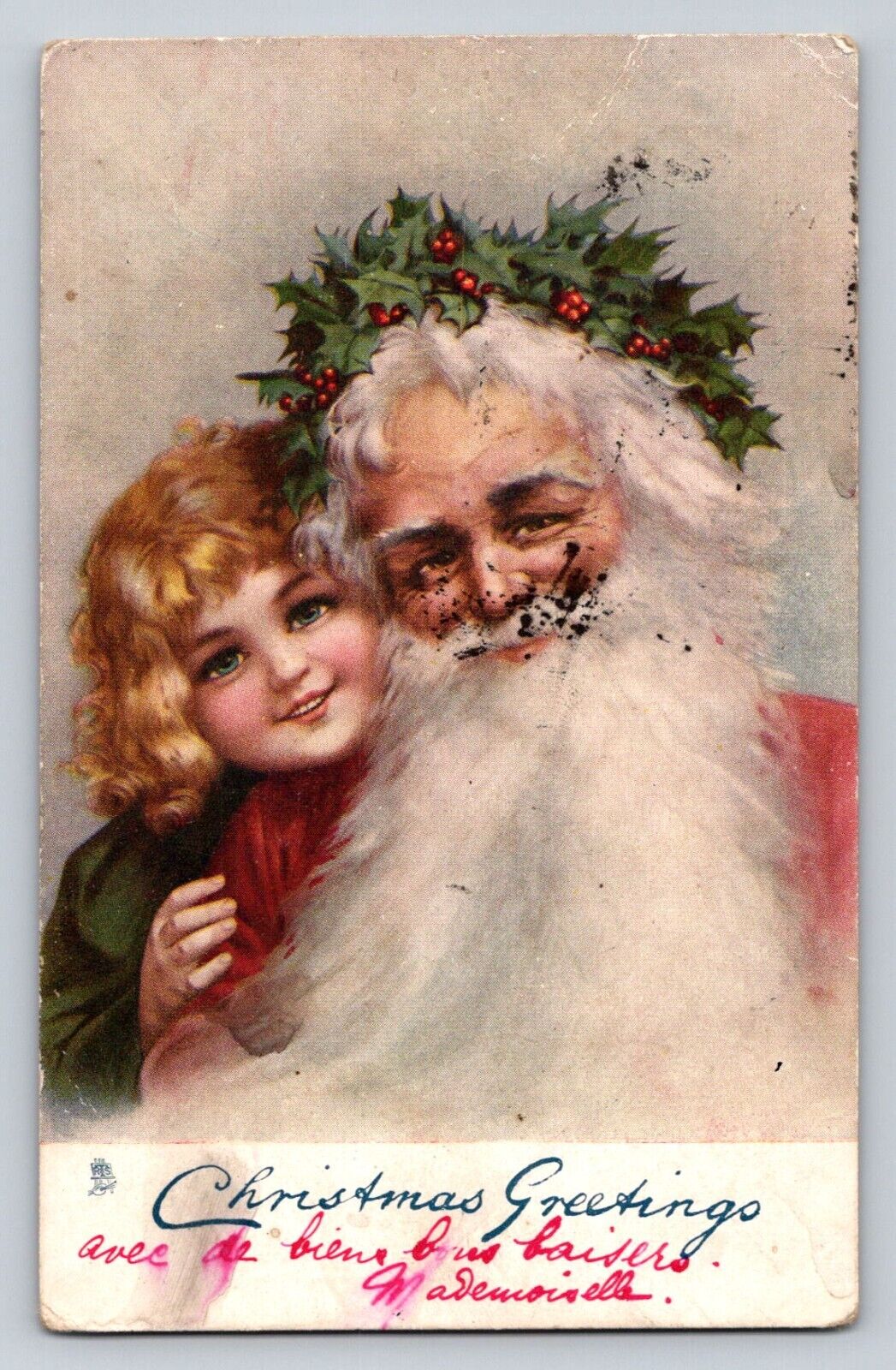 c1910 Raphael Tuck Santa Claus Child  Christmas P799