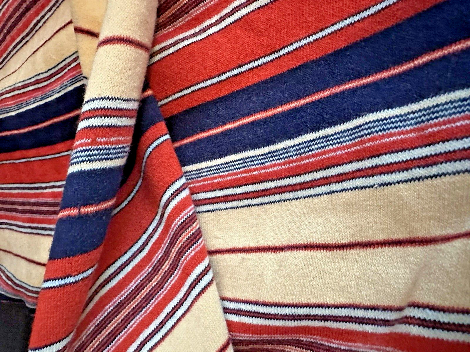 Vintage 70s 80s Fabric Stretch Plush Terry Velveteen Horizontal Stripe 60 x 57\