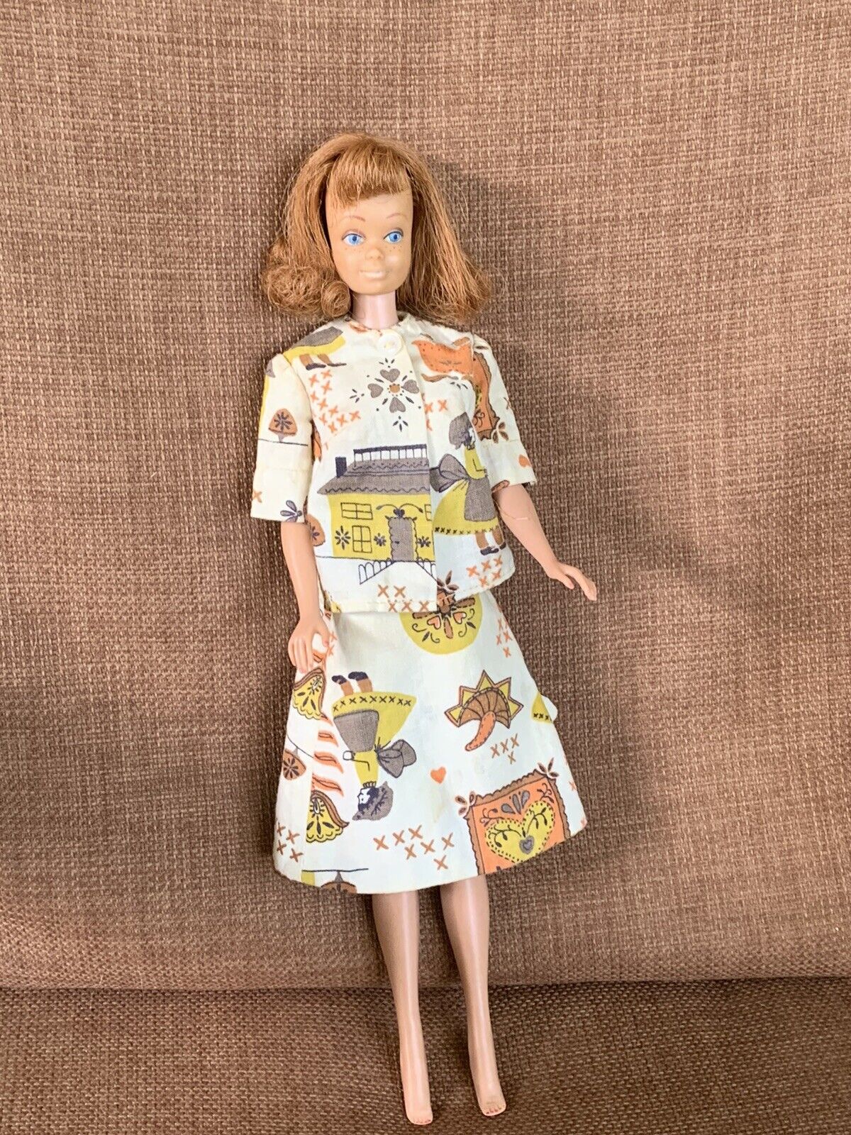 Vtg 1963 Midge Barbie Doll #7 Titian Red Hair Japan Thanksgiving Harvest Outfit