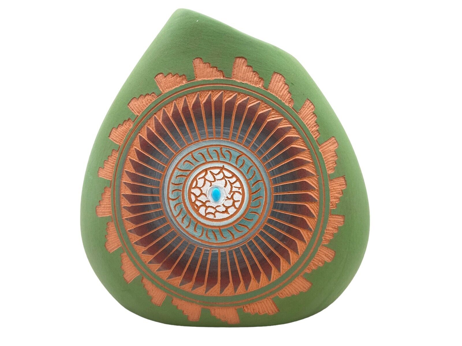 Native American Pottery w/Turquoise Vase Navajo Indian Home Decor Robinson V