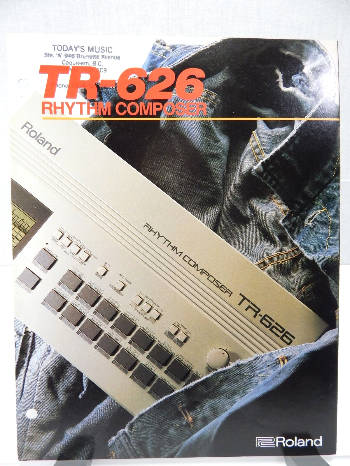 ROLAND TR-606 RHYTHM COMPOSER Vtg 1987 Drum Machine Tri Fold Brochure Like New