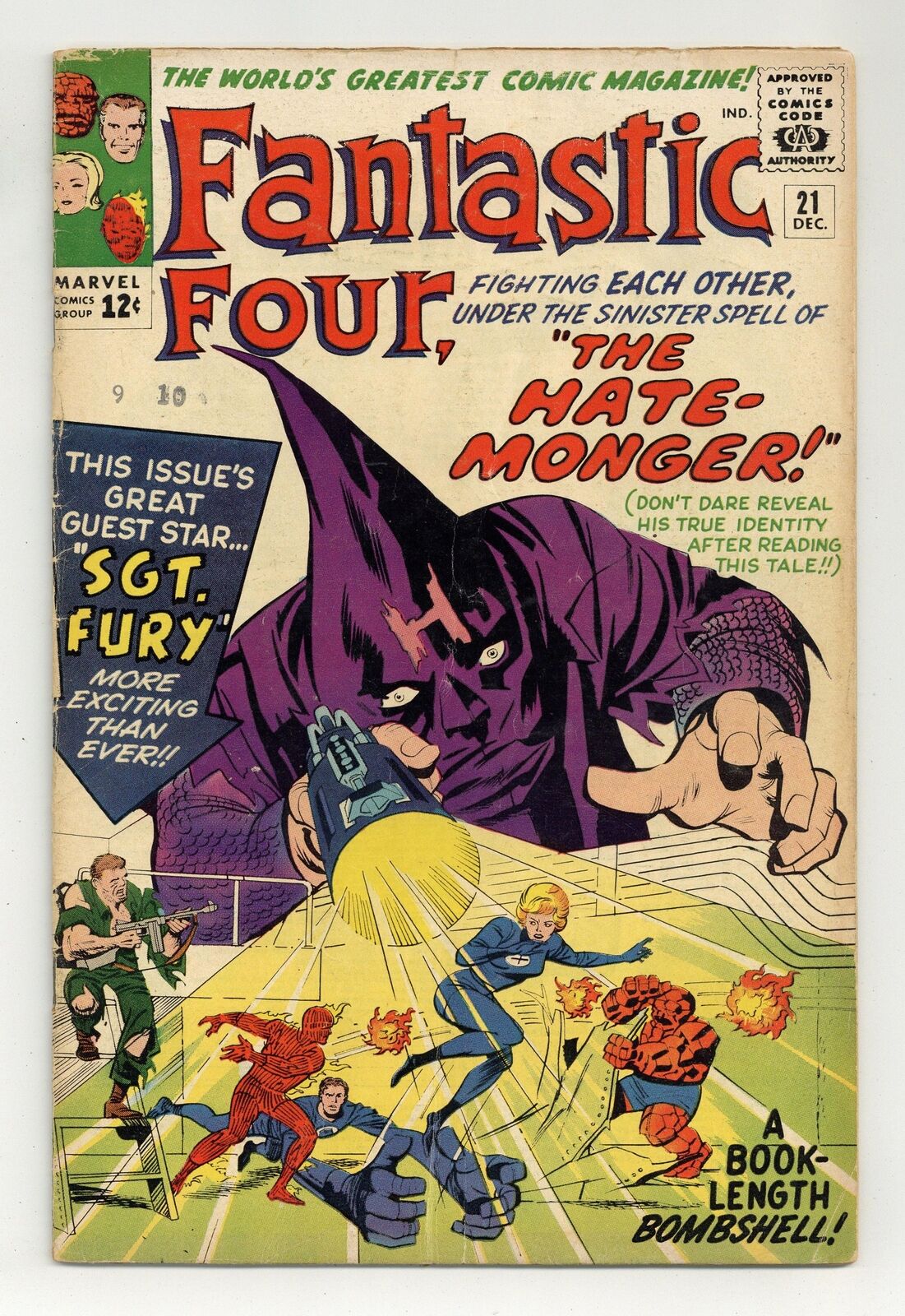 Fantastic Four #21 GD+ 2.5 1963 1st app. Hate-Monger