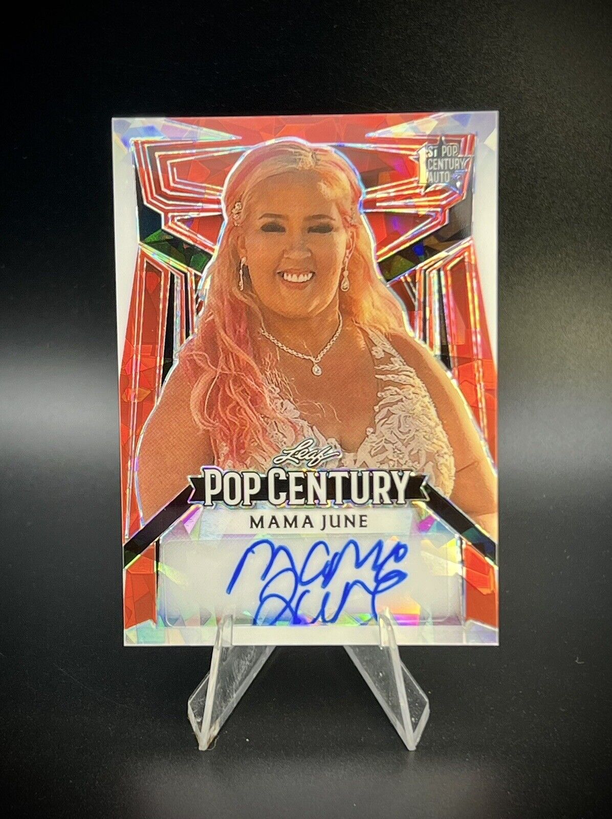 Mama June 2023 Leaf Pop Century Red Crystal Prism Rookie RC Auto #2/4