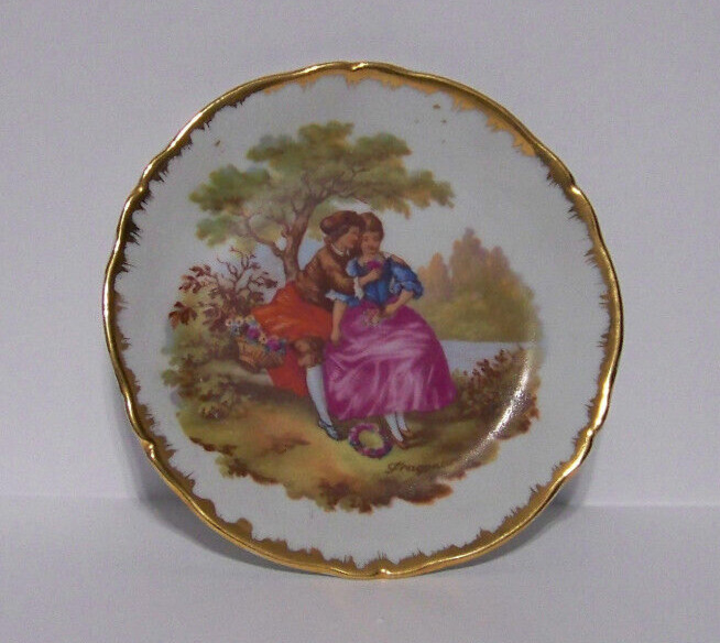 Vintage French Limoges Miniature Plate Courting Couple