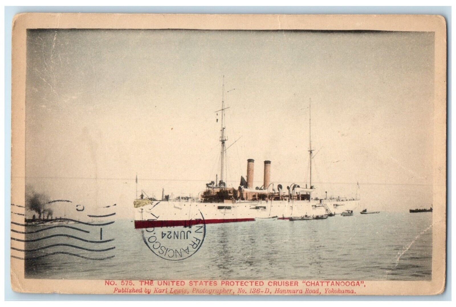 c1905 United States Protected Cruiser Chattanooga San Francisco CA Postcard