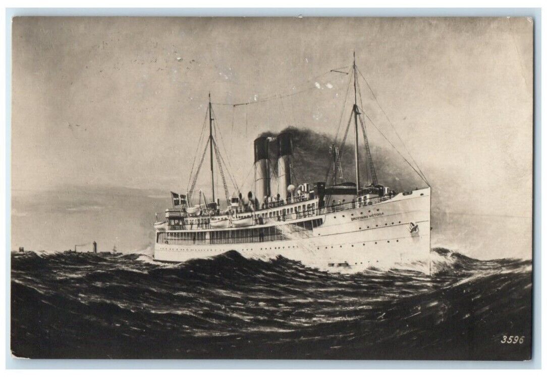 1922 Swedish Naval Ship Drottning Victoria RPPC Germany Photo Posted Postcard