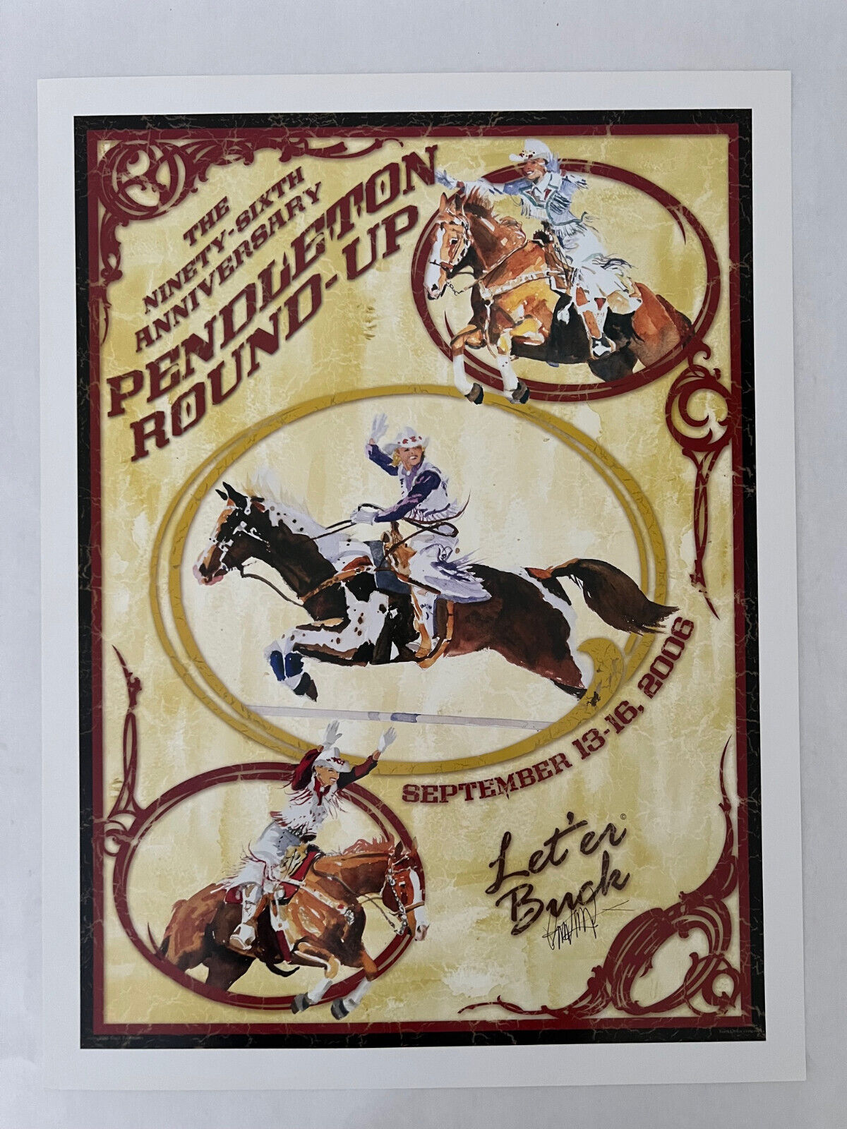 Pendleton Round Up Rodeo Poster Art Signed Oregon Excellent Signed 2006