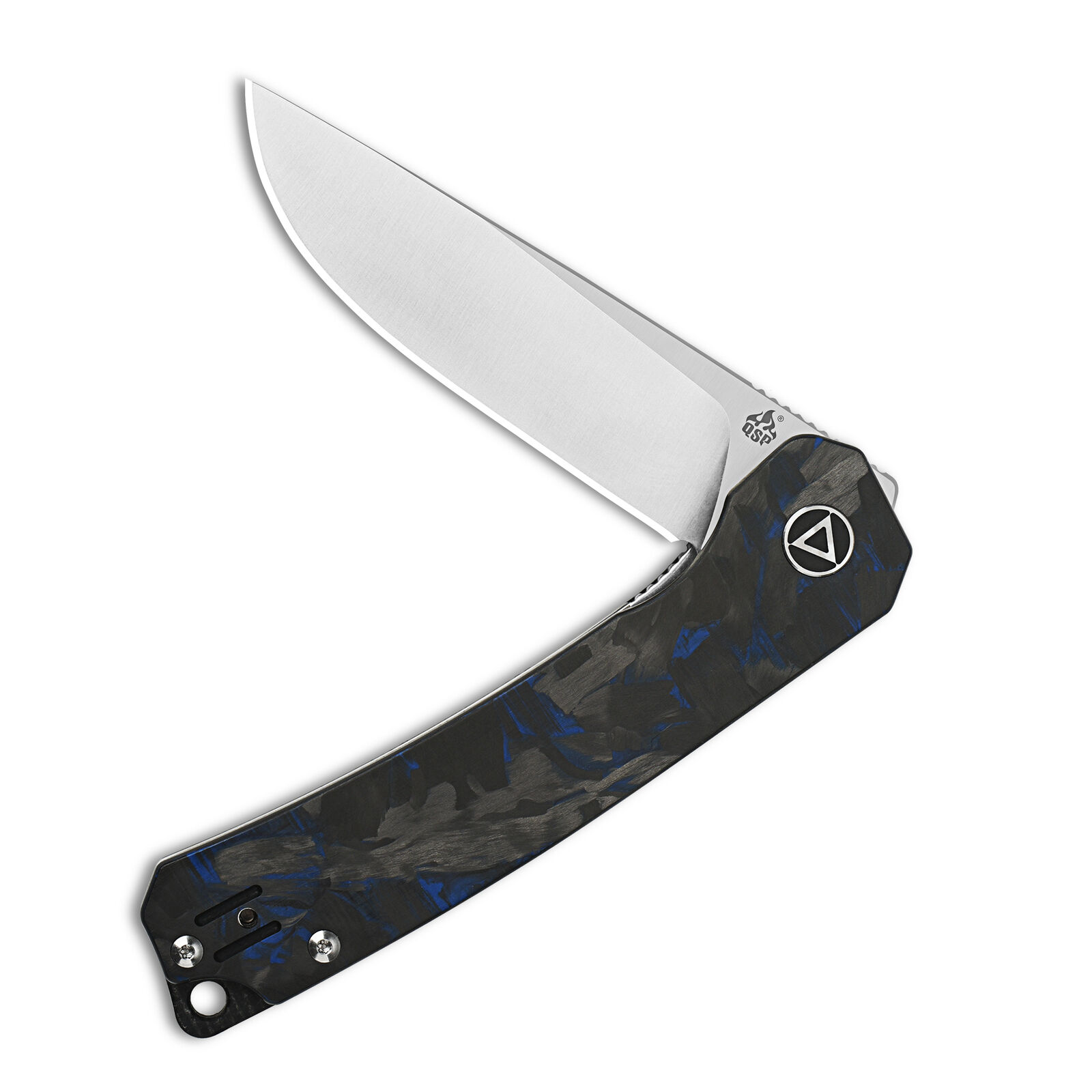 QSP Knives Osprey 139-G1 Knife Sandvik Steel & Shred Carbon Fiber/Blue G10