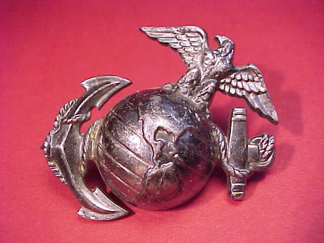 Vtg M1937 WW2 US Marine Corp Enlisted EGA Visor Cap Hat Badge Pin Subdued Bronze