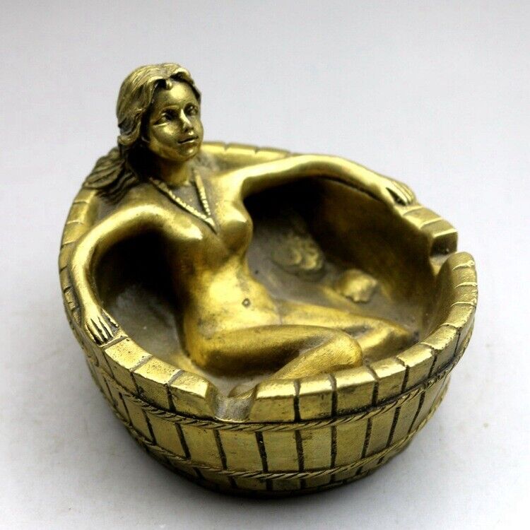 Antique Copperware Brass Pure Copper Ashtray Erotica Beauty Ashtray Home Decorat