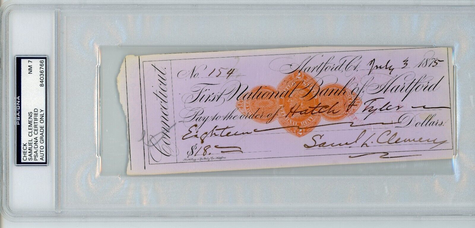 Mark Twain (Samuel L. Clemens) ~ Signed Autographed Personal Check ~ PSA DNA