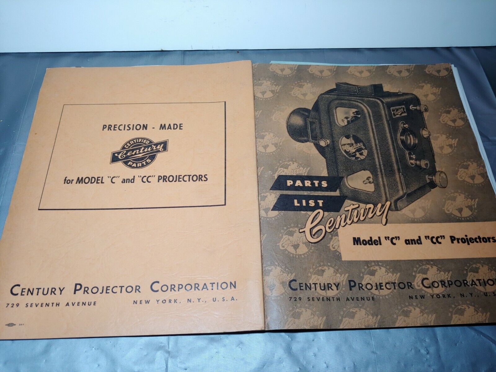 Vintage 35mm Motion Picture Projector Century C , CC  flyers 1956-7