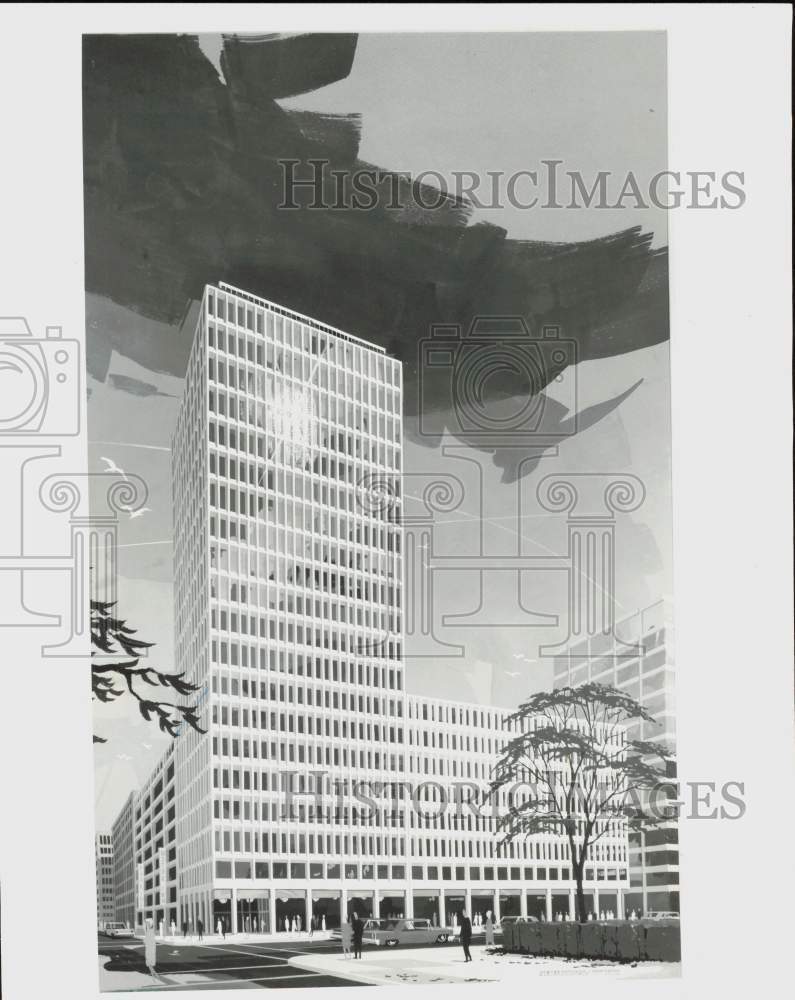 1966 Press Photo Architect's proposed apartment building in Cleveland, Ohio