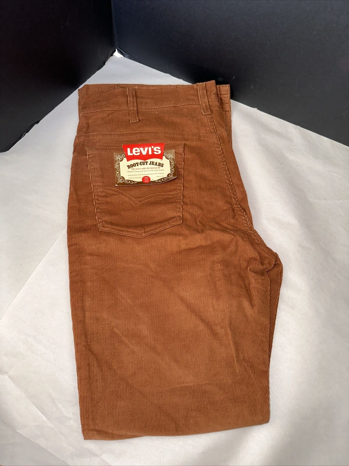 NWT Vintage 1970s Corduroy Levis 517 White Tag - 36x33 Orange Brown Boot Cut