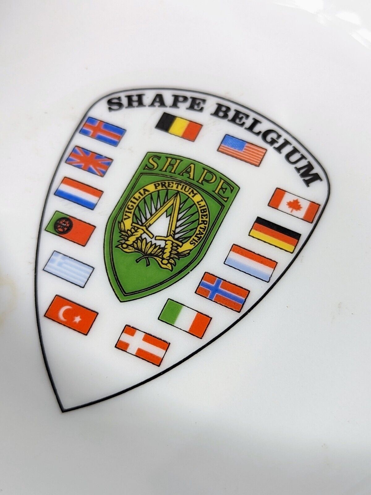 Shape Belgium NATO Supreme Command Europe Souvenir German Porcelain Ashtray  