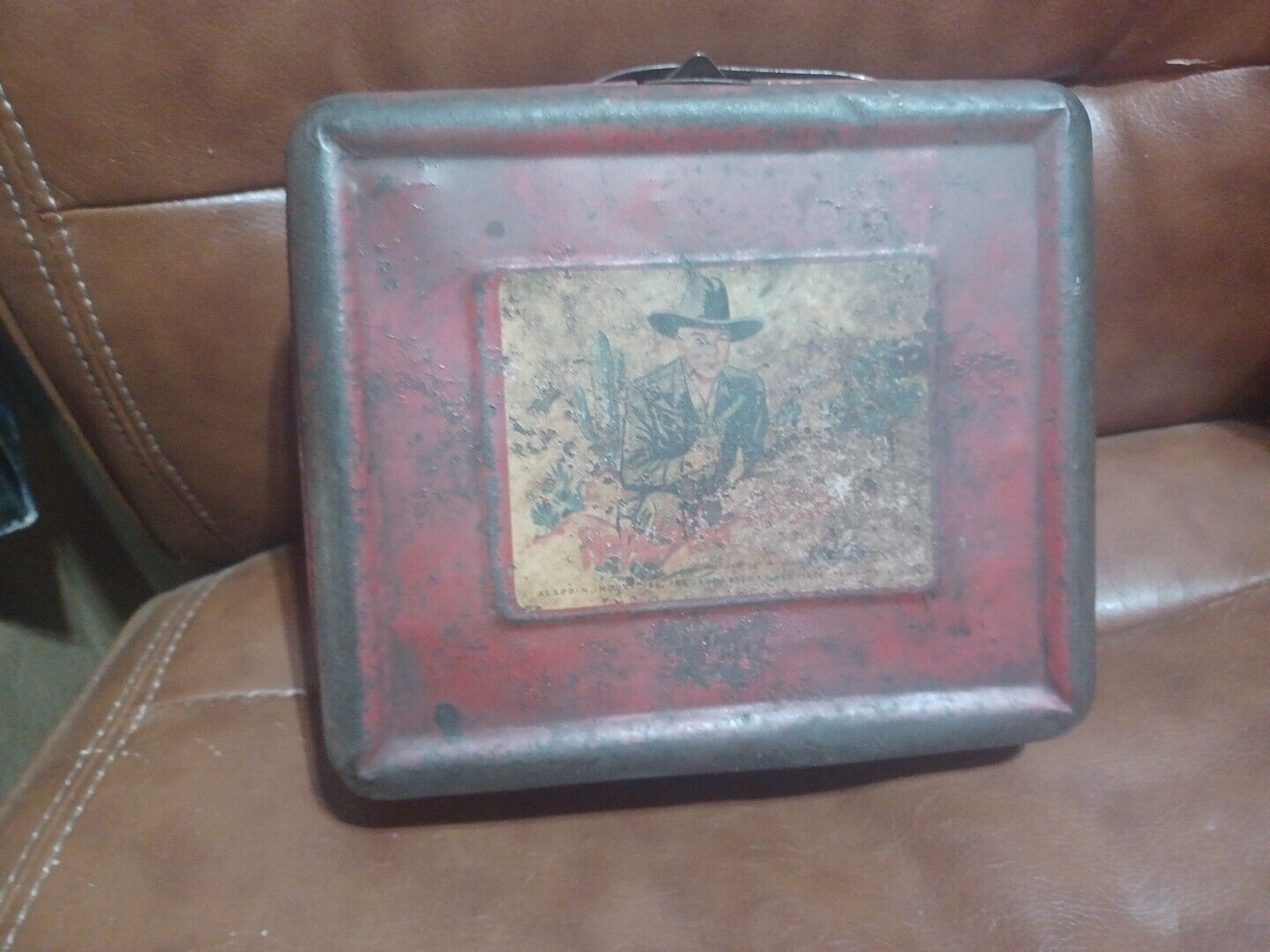 1950s ALADDIN HOPALONG CASSIDY COWBOY WESTERN LUNCH BOX RED METAL