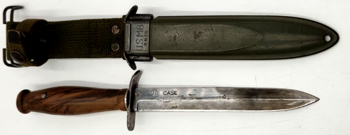 U.S M3 Fighting Knife by CASE w/ USM8 B.M.Co. Sheath, Replaced Handle.