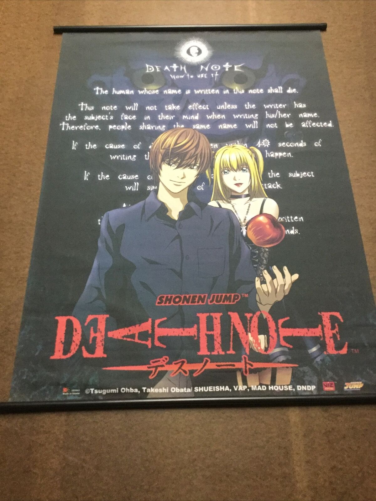 Death Note Wall Scroll 42” X 31” Shonen Jump Viz Media Tsugumi Ohba