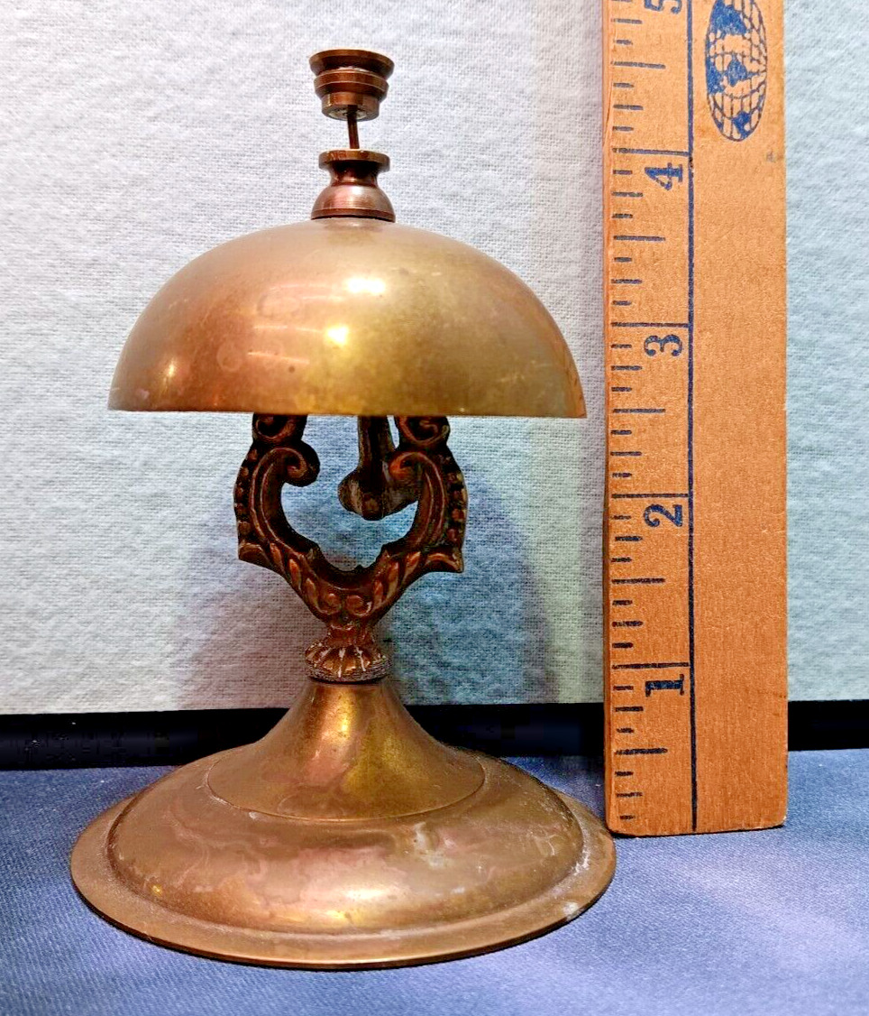 Vintage Tapper Brass Metal Call Bell Front Desk Counter Valet 4 1/2 inches