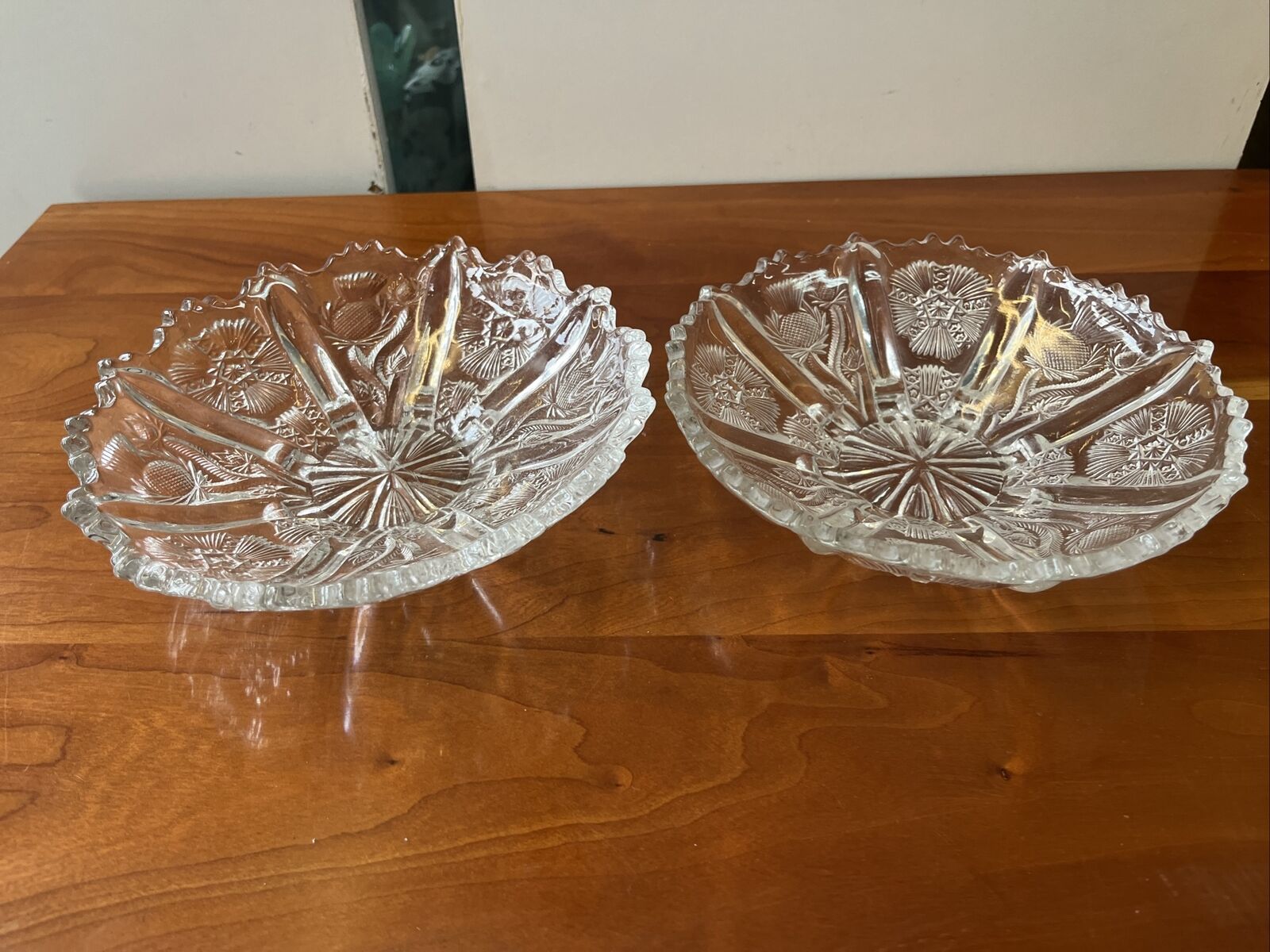vintage antique Victorian 1900s thisle pair floral flower dishes trinket trays