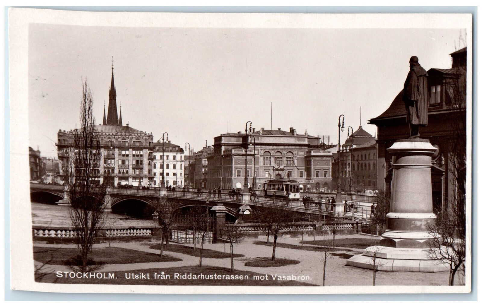 c1920s Riddarhus Terrace Toward Vasa Bridge Stockholm Sweden RPPC Photo Postcard