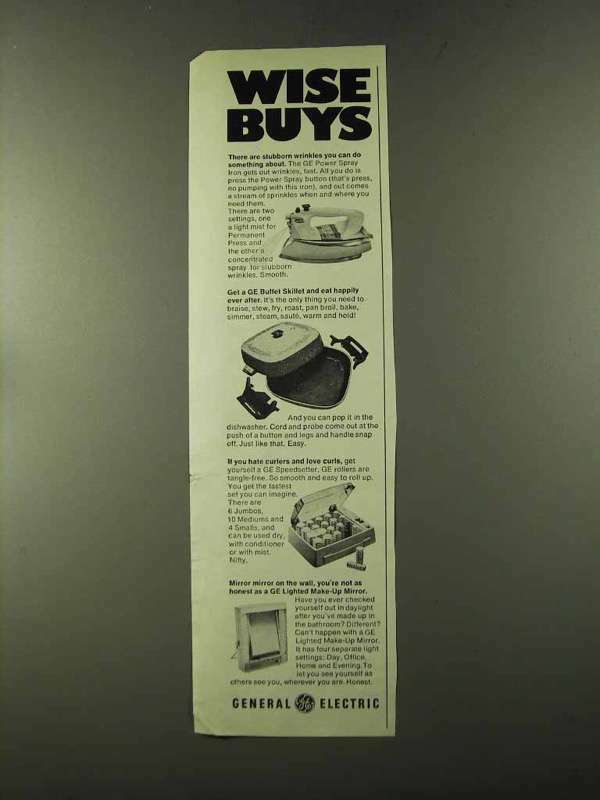 1973 General Electric Ad - Buffet Skillet, Speedsetter