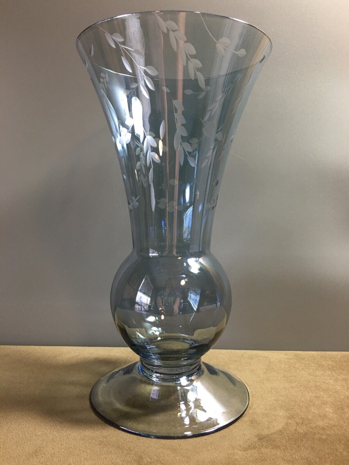 Vintage Crystal Vase Smoke ice blue Vase 10\